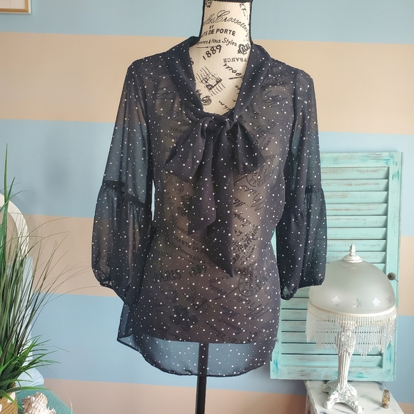 Style & Co. Tops - Style & Co Sheer Polka-dot Blouse